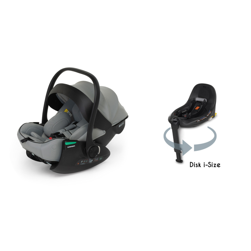 Disk infant rekline i-Size, utilizzabile dalla nascita a 87 cm con la base rotante Disk i-Size (venduta separatamente)