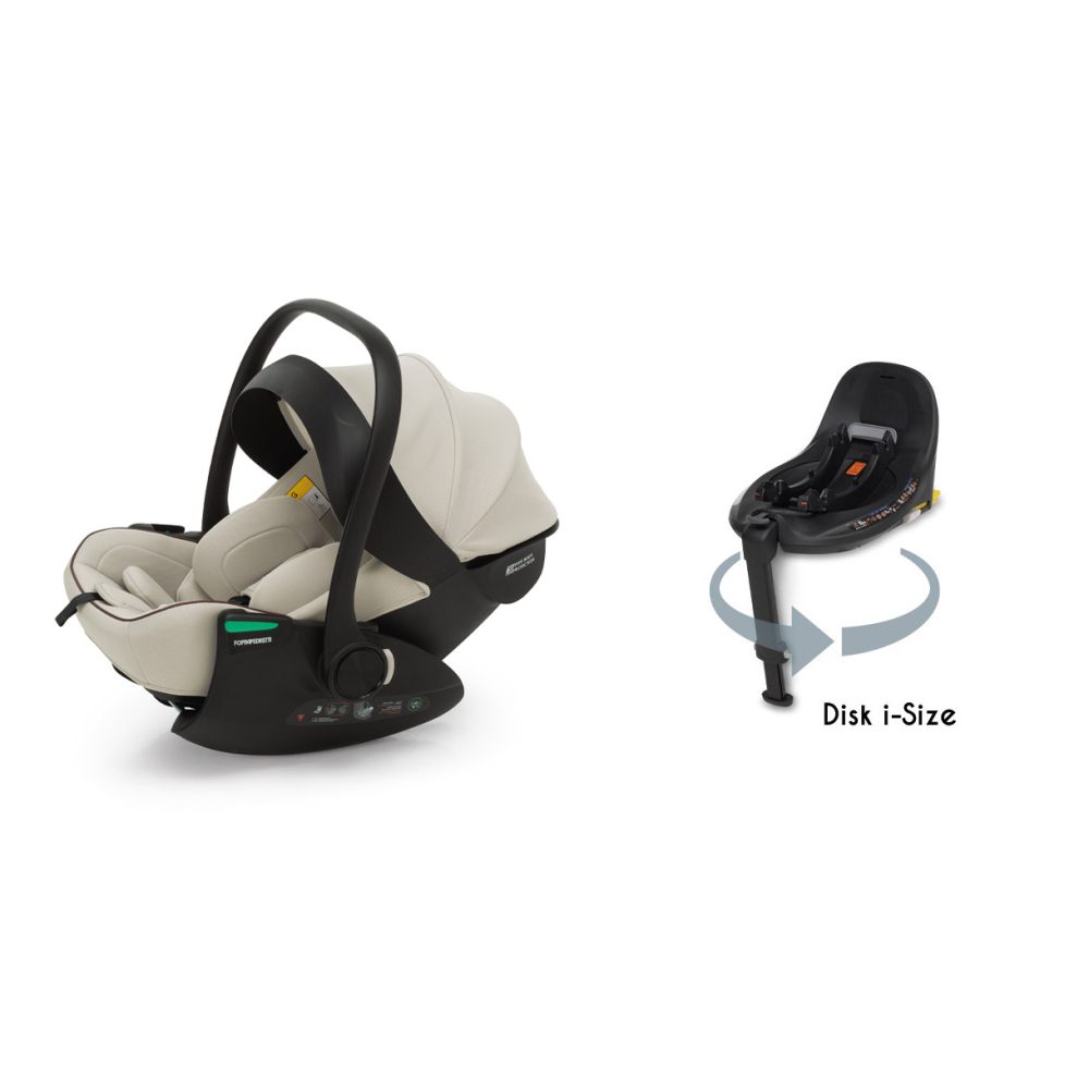 Disk Infant rekline i-Size, utilizzabile dalla nascita  a 87 cm con la base rotante Disk i-Size  (articoli venduti separatamente)